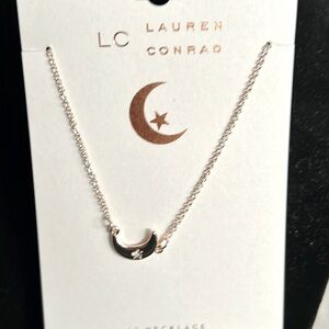 Lauren Conrad Necklace, 16" Gold-Tone Necklace, Moon w/clear Stone